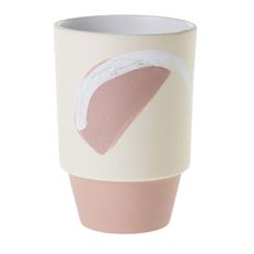 POTTERY 3.75X3.75X5.5" CREAM/PINK