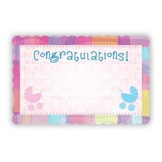 CARD BABY CONGRATULATIONS 50/PKG