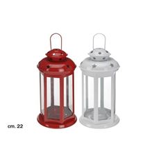 LANTERN METAL 10" 2 ASST RED/WHITE