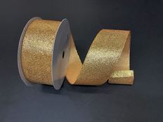 RIBBON 2.5"X50Y GLITTER SATIN GOLD
