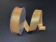 RIBBON 1.5"X50Y GLITTER SATIN GOLD
