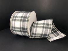 RIBBON GREY/WHITE PLAID 2.5"X10Y