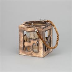 LANTERN 5 7/8" WOOD MOOSE W/GLASS