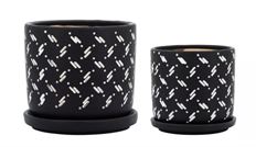 PLANTER DOTS W/SAUCER 5/6" S/2 BL