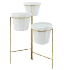 PLANTER METAL 3 LAYERED WHITE