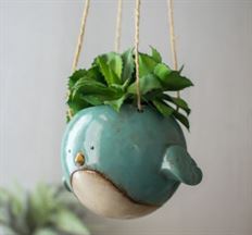CERAMIC PLANTER BIRD 7.5" BLUE