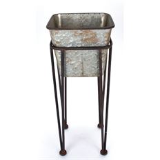 METAL PLANTER SQ 23"X9.5" GRAY