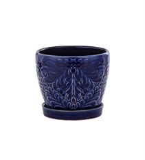 POT W/SAUCER 4.5" COBALT BLACK