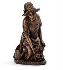 GARDENING WOMAN FIGURE BRONZE