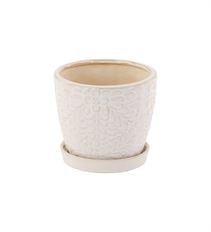 PLANTER 4.5" FLORAL WHITE