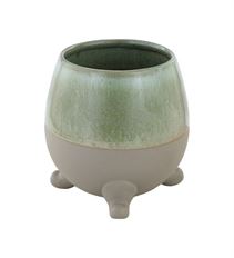 FOOTED PLANTER ANTIQUE 3X3" GREEN