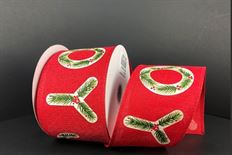 RIBBON 2.5"X10Y HOLLY JOY RED