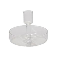 CANDLEHOLDER GLASS 4.25X3.5" CLEAR