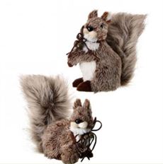 SQUIRREL 7" W/BOW&BELL NAT