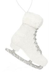 ORN SKATE W/FUR GLT 6.25" WHT/SIL