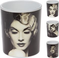 TEALIGHT HLDR GLAMOR GAL 8CM B/W