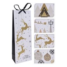 GIFT BAG 36X13CM 4 ASST PK/6 B/W/G