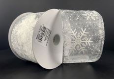 RIBBON SNWFLKE ON GRAY 2.5X10YD