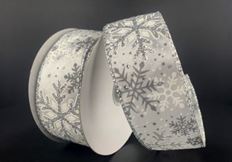 RIBBON GLT SNOWFLAKE 1.5"X10YD GRAY