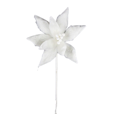 POINSETTIA FUR JEWELED 22" WHITE