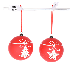 ORN TREE/STAR 4" 2/AST RED/WHT