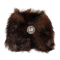 FAUX FUR JEWEL COLLAR 6" BROWN