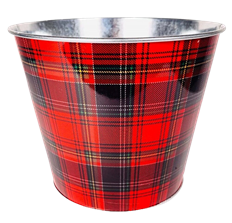 POT YULETIDE PLAID 6.5X5" RED/GR