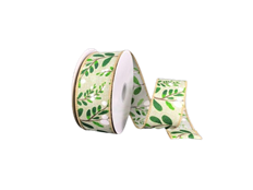 RIBBON 1.5"X10Y LIN/GRN-WHT BERRIES