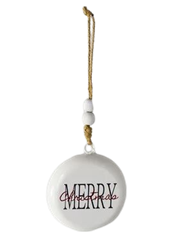 ORN RND MERRY CHRISTMAS TIN 5"