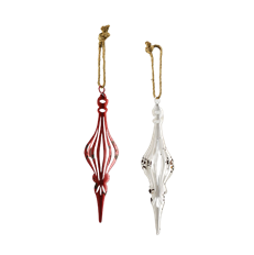 ORN 16.5" TIN FINIAL 2AST RED WHITE