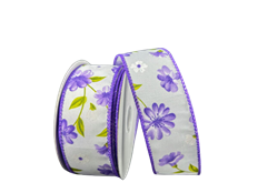 FLOWERS FLUTTER WHT PURPLE 09 10 YD