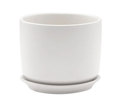 POT W/SAUCER 4.75" MATTE WHITE