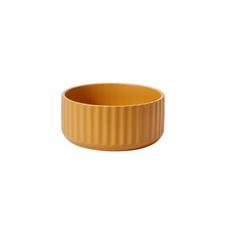 POTTERY BOWL RIBBED 3.5X8" OCHRE