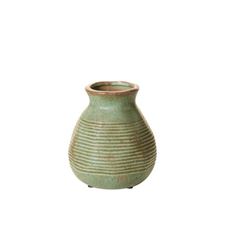POTTERY VASE CALETA 6X7" GREEN
