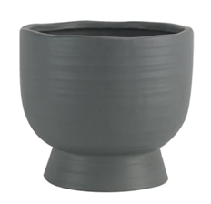 POTTERY FOOTED 5.5X6.25" GRAY