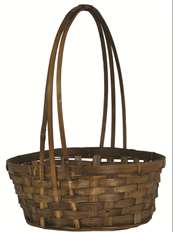 BASKET 10.5" BROWN STAIN BAMBOO
