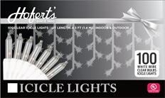 LIGHTS ICICLE CLEAR WHITE CORD 100L