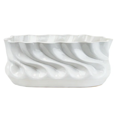 POTTERY WAVY 4.75X12X6.75" WHITE