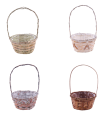 BASKET 8.75"D BAMBOO W/HANDLE ASSTD