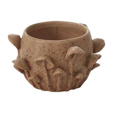 MUSHROOM FOREST POT 5.75 X 3.5" TAN
