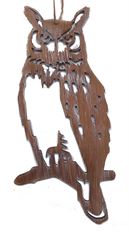OWL 12" CUT OUT ORNAMENT BROWN