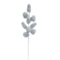 GLITTER PINECONE SPRAY 23" WHT