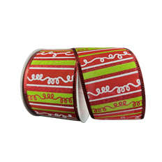STRIPES GLIT LOOPY GRN/RED 2.5X10YD