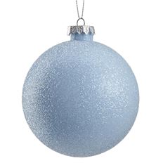 ORN GLITTER BALL 4" LT BLUE