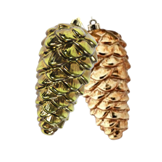 ORN PINECONE 10" SET/2 VP ANT GREEN