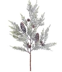SNOW CEDAR SPRAY W/ PINECONE 26"