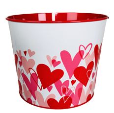 POT 6.5X5" HEARTFUL WHITE W/RED