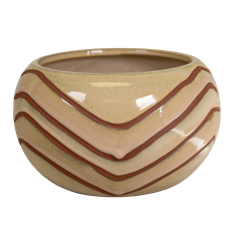 CERAMIC POT 4.75"H 7.5"D BROWN
