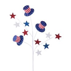 AMERICANA HAT W/STARS SPRAY 28" RWB