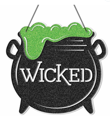 CAULDRON SIGN 9.5X8.65" WICKED BLK